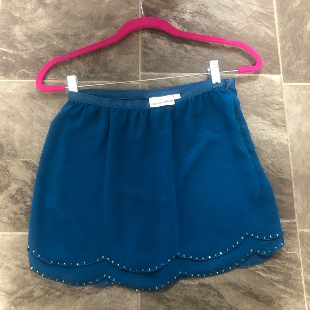 Forever 21 scalloped chiffon mini skirt in Teal/Emerald